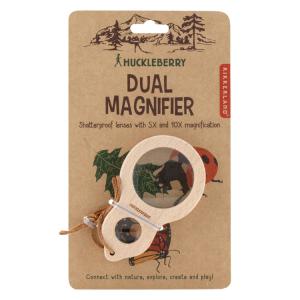 虫眼鏡 キッカーランド ハックルベリー デュアルマグニファー 幅6.5×高さ10.3×厚み1.2cm 木製 5倍 10倍 子供用 ルーペ 虫メガネ 拡大鏡 読書 おしゃれ アウト