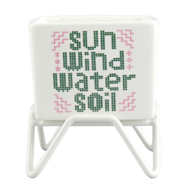 鉢 HERE プラントポット w/スタンド 60 グリーン 陶器製 幅6.5×奥行6.5×高さ5cm...