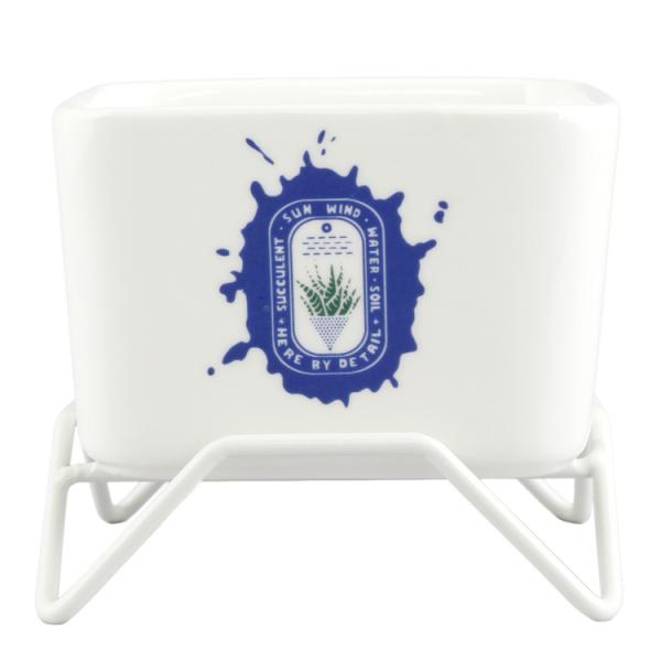 鉢 HERE プラントポット w/スタンド 85 ブルー 陶器製 幅8.5×奥行8.5×高さ5.5c...