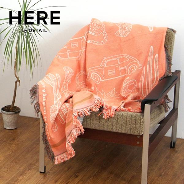 大判 ブランケット スローケット キャット アンド モア アプリコット 幅120×高さ146cm フ...