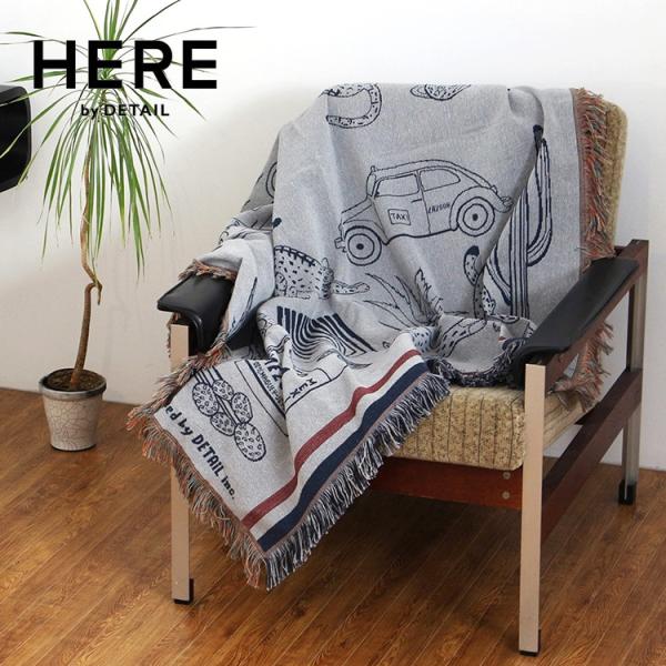 大判 ブランケット スローケット キャット アンド モア グレー 幅120×高さ146cm フリンジ...