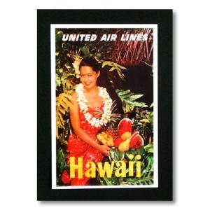 ハワイアンポスター フラガールシリーズ UNITED AIR LINES HAWAII ユナイテッド航空 F-42 アメリカ雑貨｜colour