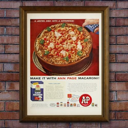 ヴィンテージ アドバタイジングフレーム＜ANN PAGE MACARONI 食品広告＞ アメリカ雑貨...
