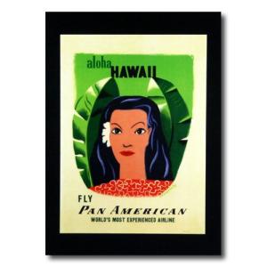 ハワイアンポスター エアラインシリーズ A-33 「パンナム （女の人の顔 ）」 サイズ：29×21.5cm アメリカ雑貨 アメリ｜colour