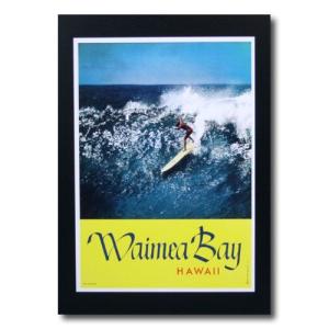 ハワイアンポスター サーフィンシリーズ N-3 「Waimea Bay」 サイズ：30×21.5cm アメリカ雑貨 アメリカン雑貨｜colour