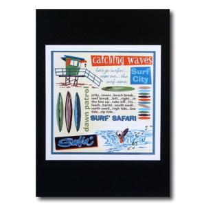 ハワイアンポスター サーフィンシリーズ N-39 「SURF SAFARI」 サイズ：22×22cm アメリカ雑貨 アメリカン雑貨｜colour