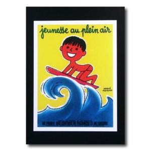 ハワイアンポスター サーフィンシリーズ N-47 「Jeunesse au plein air」 サイズ：28.5×21.5cm｜colour