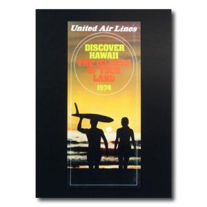 ハワイアンポスター サーフィンシリーズ N-85 「ユナイテッド航空 DISCOVER HAWAII 1974」 サイズ：31×1｜colour