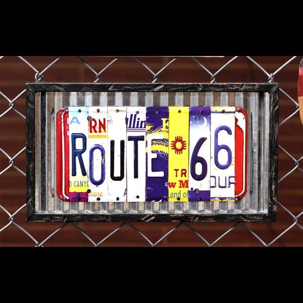 コルゲイテッドプレート フレーム Route66 （#20507 ） アメリカ雑貨 アメリカン雑貨