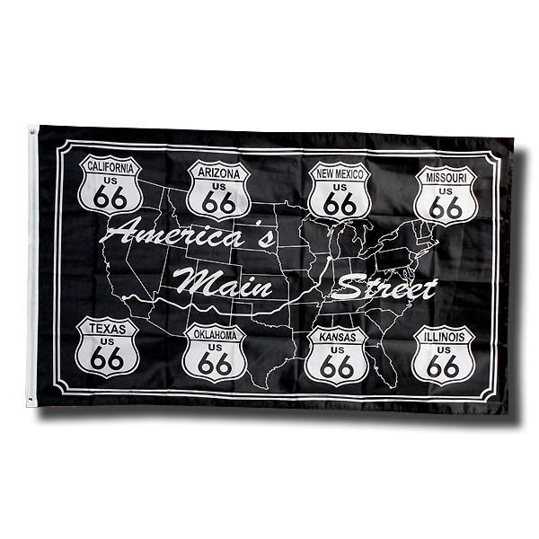フラッグ Route66 ルート66＜メインストリート＞ 90×155cm 旗 バナー インテリア ...