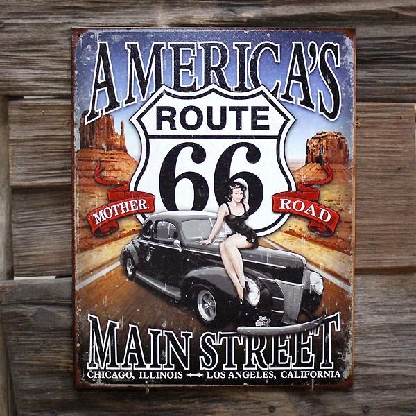 メタルサイン 「Route 66 - America's Main St」 #1957 ルート66 ...