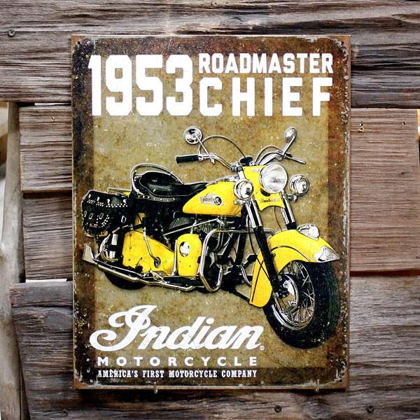 メタルサイン 「53 インディアン Roadmaster」 #1932 Indian ブリキ看板 ガ...