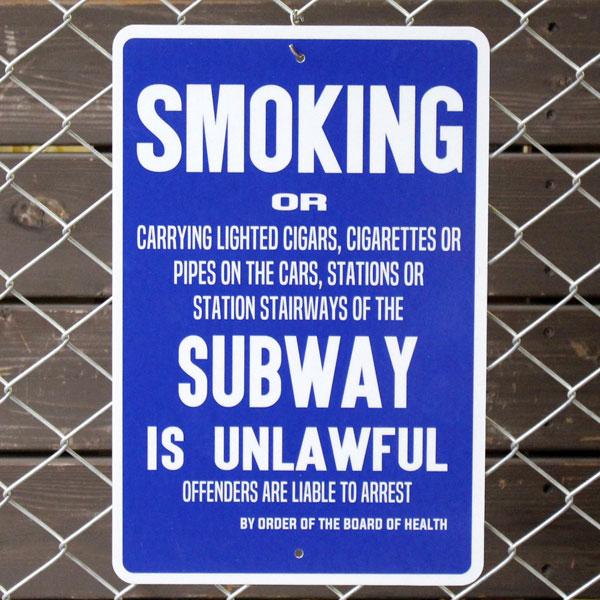 ニューヨーク地下鉄の案内標識 Sサイズ「VINTAGE-SW-SMOKING」 SW-12 縦30....