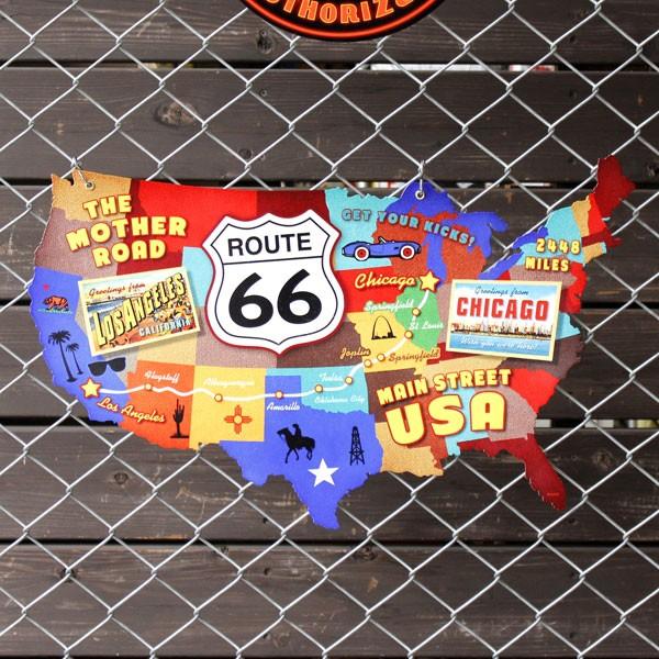 スティールサイン「Route 66 USA」 （ルート66ＵＳＡ ）PS-056 ルート66 メタル...