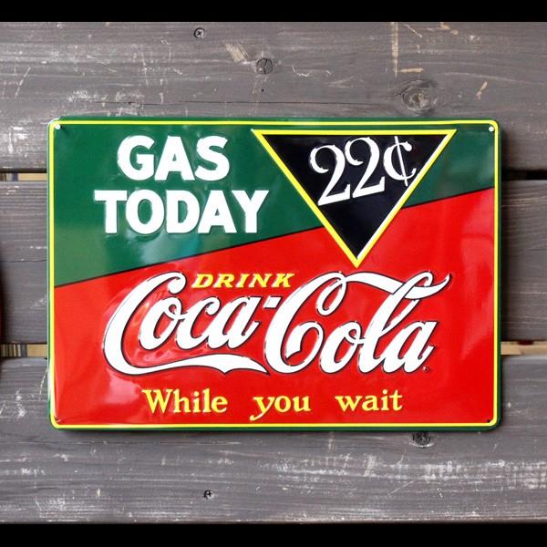 エンボスメタルサイン 「コカコーラ Coke Gas Today」 Coca-Cola Bland ...