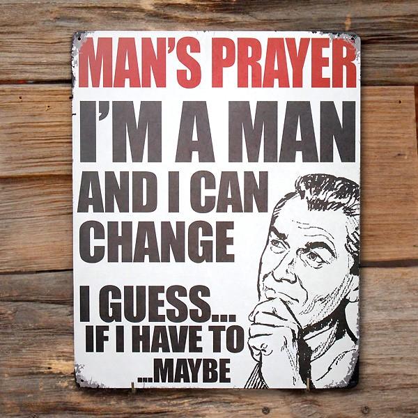 メタルサイン 「Man Prayer」 #98561 ブリキ看板 インテリア アメリカ雑貨 アメリカ...