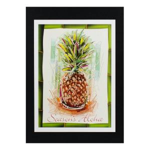 ハワイアンポスター ハワイアンシリーズ H-154 Season's Aloha Pineapple アートサイズ：縦29.8×横｜colour