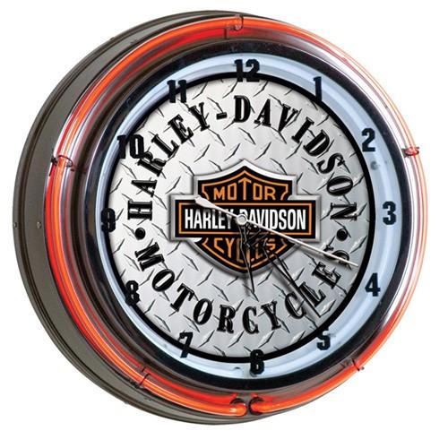 HARLEY-DAVIDSON ハーレーダビッドソン ダイアモンドプレート ネオンクロック HDL-...