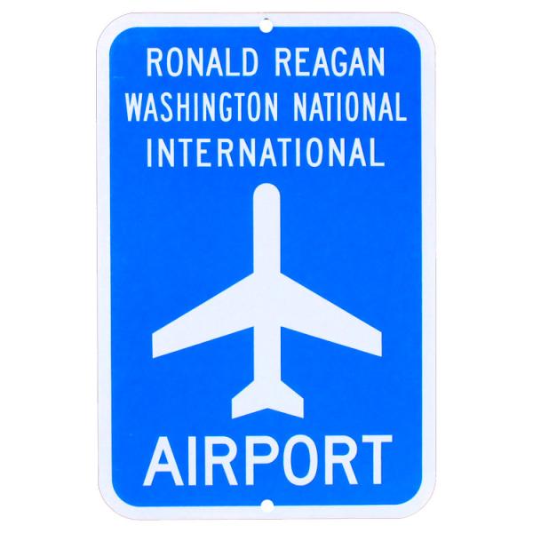 エアポートサイン ロナルド・レーガン・ワシントン・ナショナル空港 縦45.5×横30.5cm 道路標...