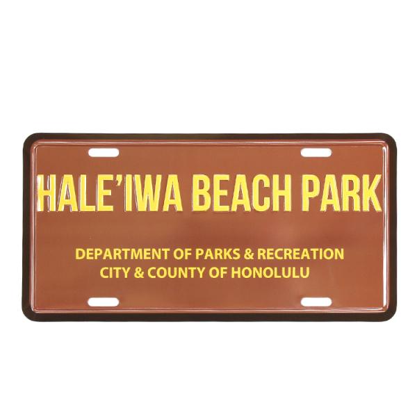 CMプレート ハワイアン Haleiwa Beach Park ブラウン 縦15.3×横30.3cm...