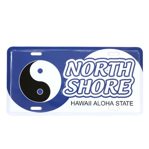 CMプレート ハワイアン North Shore インヤン 縦15.3×横30.3cm ナンバープレ...
