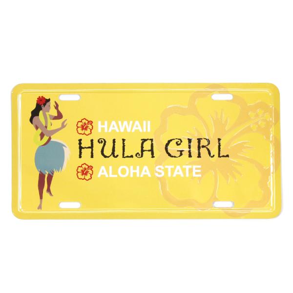 CMプレート ハワイアン HAWAII HULA GIRL 縦15.3×横30.3cm ナンバープレ...