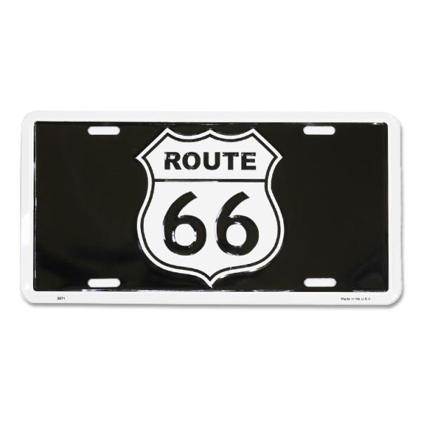 CMプレート Route66 BK/WH ロゴ（2671） 縦15.3×横30.3cm ナンバープレ...