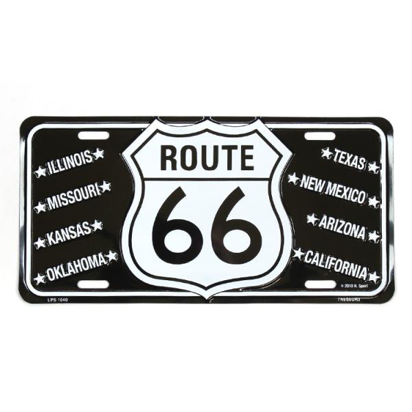 CMプレート Route66 BK （LPS1040） 縦15.3×横30.3cm ナンバープレート...