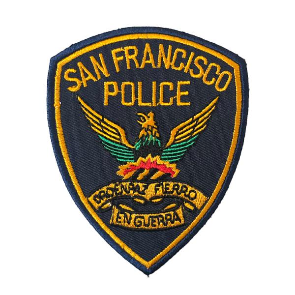 ワッペン SANFRANCISCO POLICE 縦9.3×横7.2cm コットン製 アイロンパッチ...