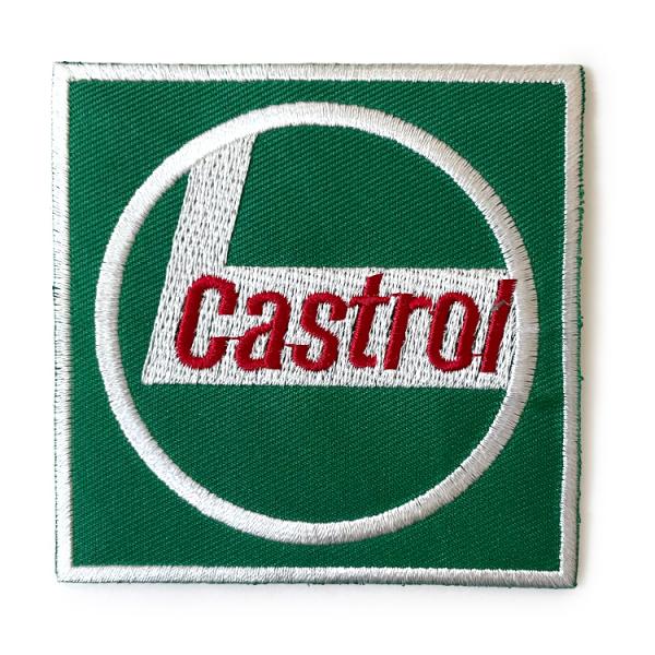 ワッペン Castrol 縦7.7×横7.7cm コットン製 アイロンパッチ アイロン 大人向け パ...