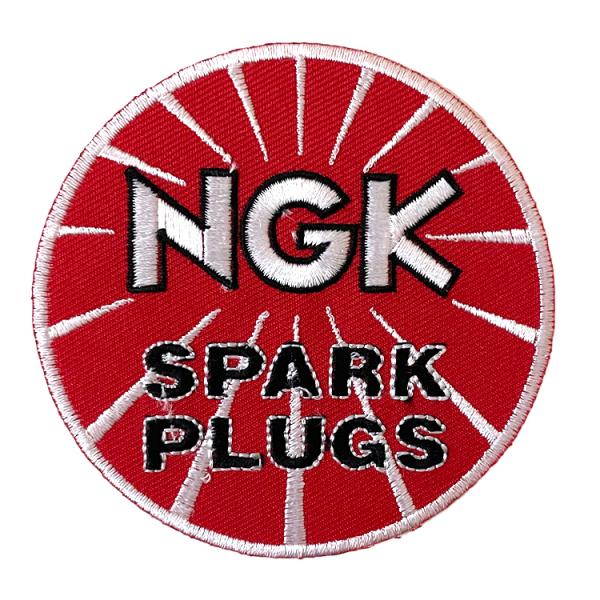 ワッペン NGK SPARK PLUG 縦7.9×横7.9cm コットン製 アイロンパッチ アイロン...