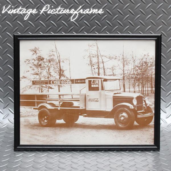 ヴィンテージピクチャーフレーム コカ・コーラトラック右向き ブラックフレーム #2 縦30×横37....