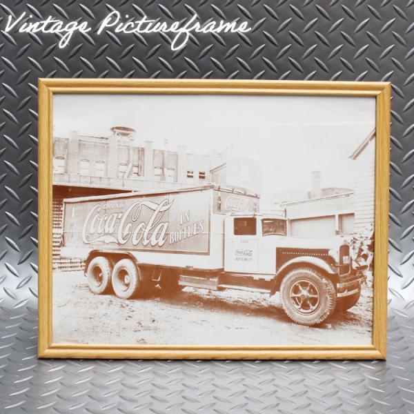 ヴィンテージピクチャーフレーム コカ・コーラトラック右向き ライトブラウンフレーム 縦30×横37....