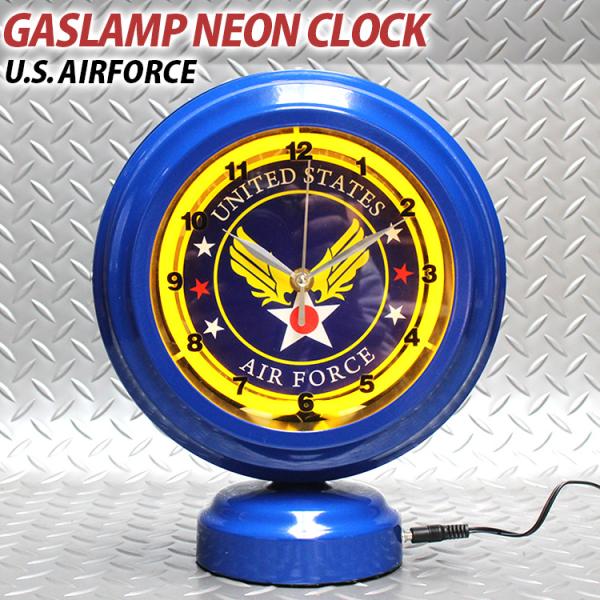 ネオン 時計 ガスランプネオンクロック U.S. AIRFORCE エアフォース H28.5×W24...