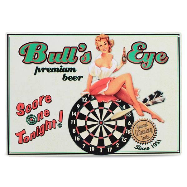 ブリキ 看板 ティンプレート Bull’s Eye ダーツ H29.8×W42.5cm ブリキ製 オ...