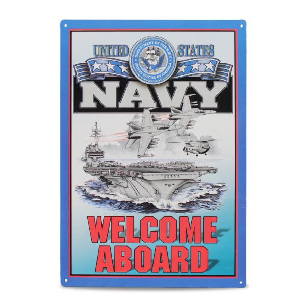 メタルサイン U.S.NAVY WELCOME ABROAD 縦42×横29.5cm アメリカ製