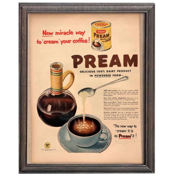LIFE誌 ヴィンテージ切り抜き 額装アート フレーム付き PREAM コーヒークリーム広告 アメリ...