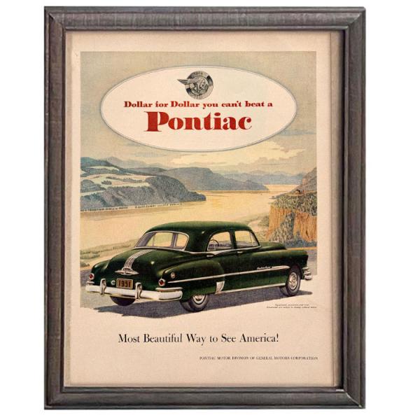 LIFE誌 ヴィンテージ切り抜き 額装アート フレーム付き Pontiac クラシックカー広告 アメ...