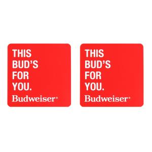 ラバー製 コースター 2枚セット 「THIS BUD'S FOR YOU. Budweiser バドワイザー」 縦10×横10×厚｜colour