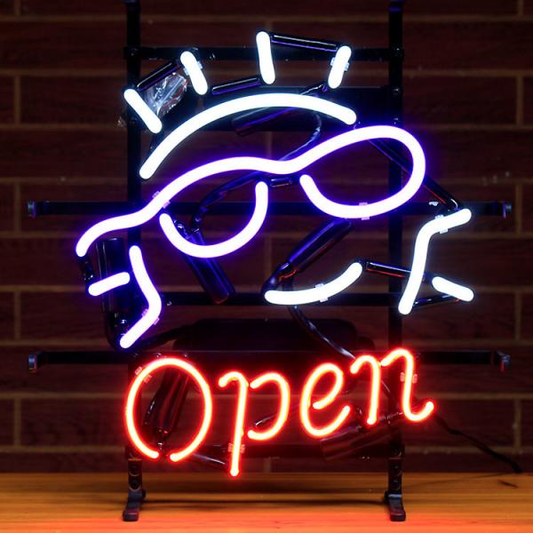 ネオンサイン / Glass Open グラスオープン 高さ38×幅35×奥行13cm （デザインサ...