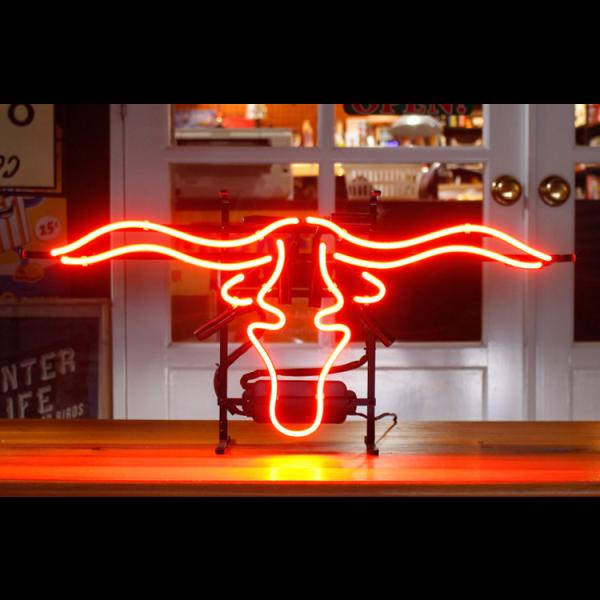 アメリカンネオンサイン LONG HORN 縦34×幅72×奥行13cm ネオン管 カウスカル 牛 ...