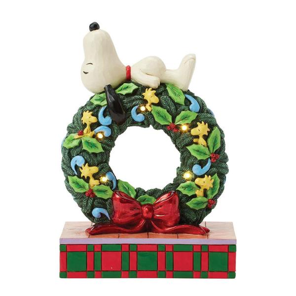 SNOOPY スヌーピー スリーピング リース LED クリスマス 約18cm スヌーピー enes...