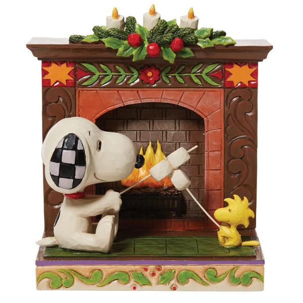 置物 フィギュア SNOOPY スヌーピー＆ウッドストック ファイヤープレイス クリスマス 高さ11...