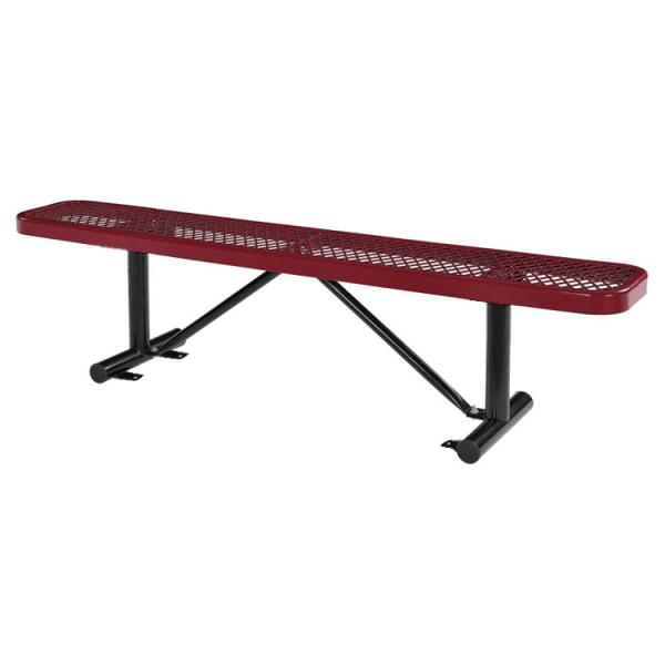 USパークベンチ ロング レッド 高さ47×幅185×奥行き30cm スチール製 公園ベンチ イス ...