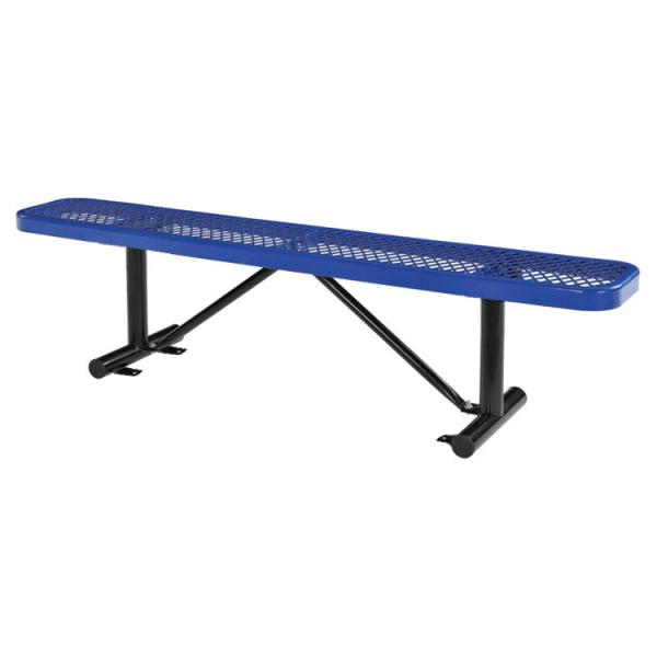 USパークベンチ ロング ブルー 高さ47×幅185×奥行き30cm スチール製 公園ベンチ イス ...