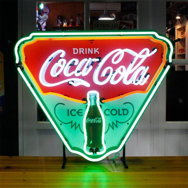 看板 照明 ネオンサイン COCA-COLA コカ・コーラ ICE COLD トライアングル 縦58...