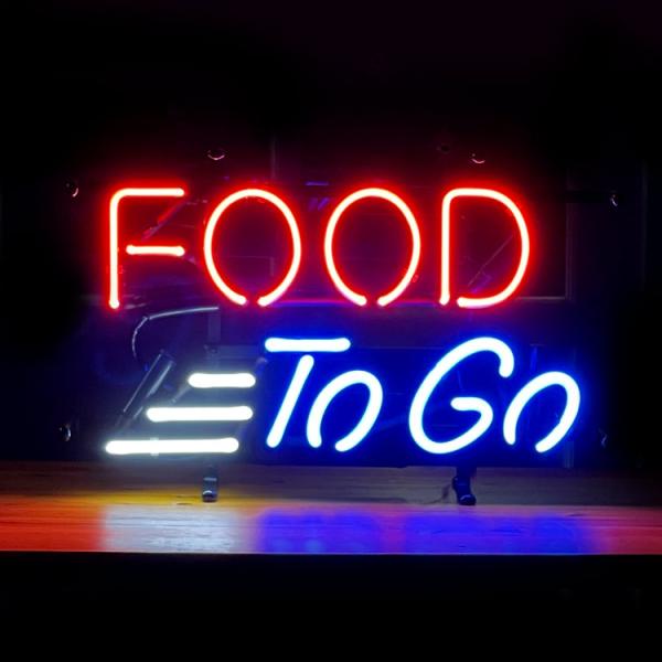 ネオンサイン FOOD TO GO 高さ26.5×幅41.5×奥行き12.5cm ネオン管 照明 店...