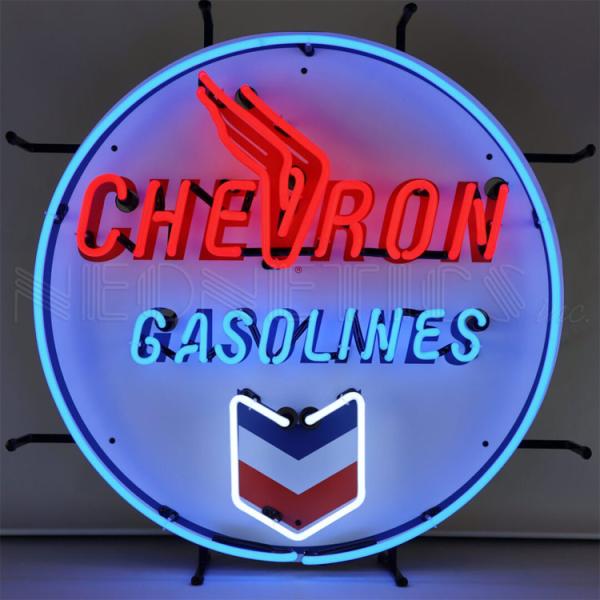 看板 ネオンサイン / CHEVRON GASOLINE シェブロンガソリン（ラウンド） 高61さ×...