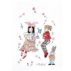 陸奥A子「原っぱのお花とわたしとあなた」複製原画（直筆サイン