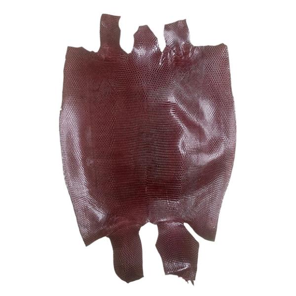 リングリザード トカゲ 本革 バックカット ワインレッド 1枚 在庫処分特別価格